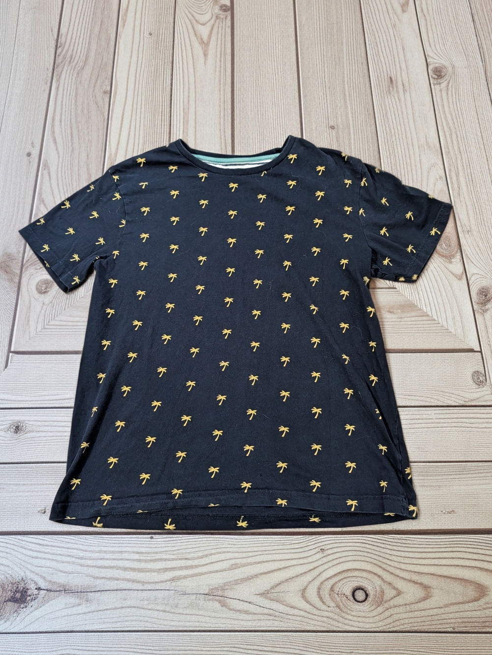 Denim & Flower Blue Medium Tee with Yellow Palm Motif